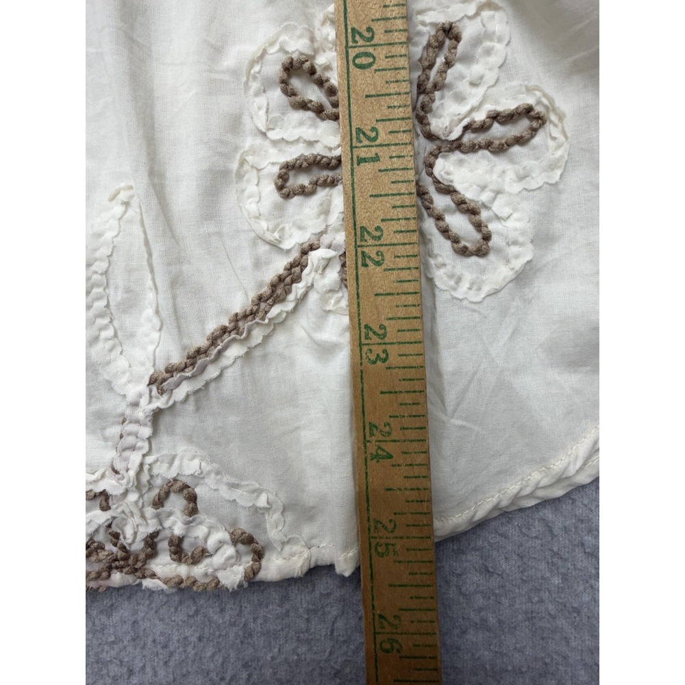 Zara Womens Medium White Embroidered Boho Peasant Tunic Top Cotton Long Sleeve - Picture 9 of 12